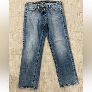 Lauren Ralph Lauren Estate Distressed Denim Jeans light wash denim zip button